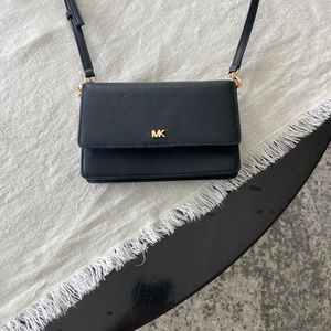 Michael Kors Cross Purse Black with Gold Accents